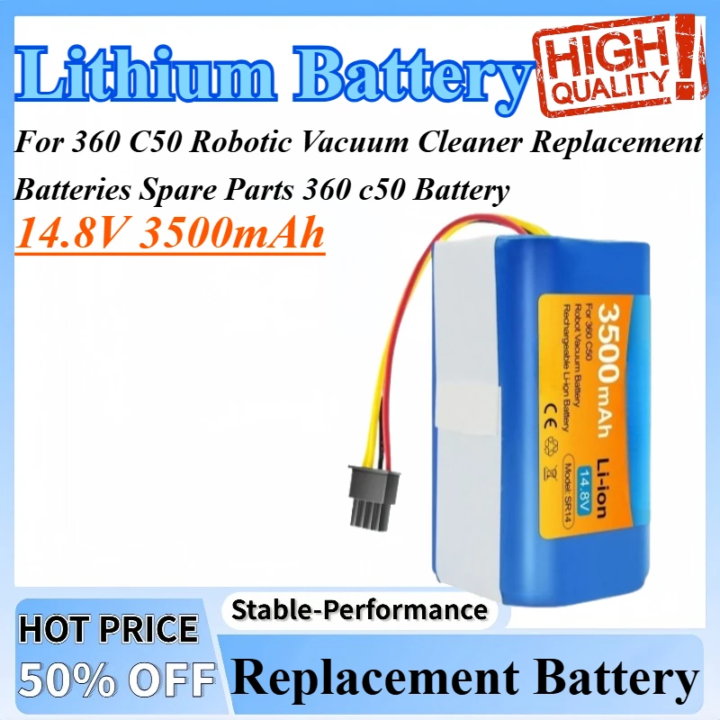 

14.8V 3500mAh Replacement Lithium Battery For 360 C50 Robotic Vacuum Cleaner Replacement Batteries Spare Parts 360 c50 Battery