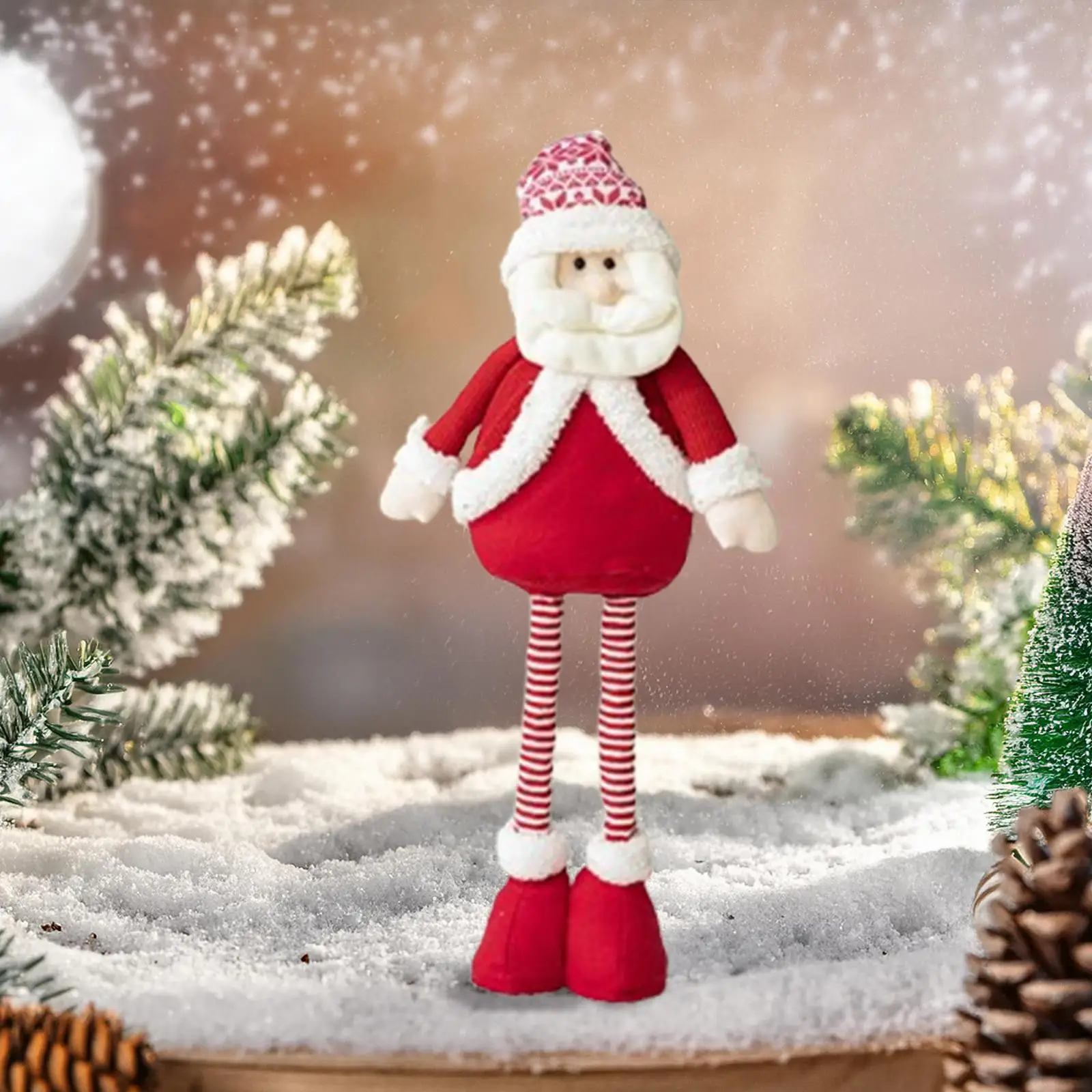 Christmas Decoration Doll Birthday Gift Long Retractable Legs Plush Doll Statue for Bedroom Fireplace Centerpiece Holiday Office