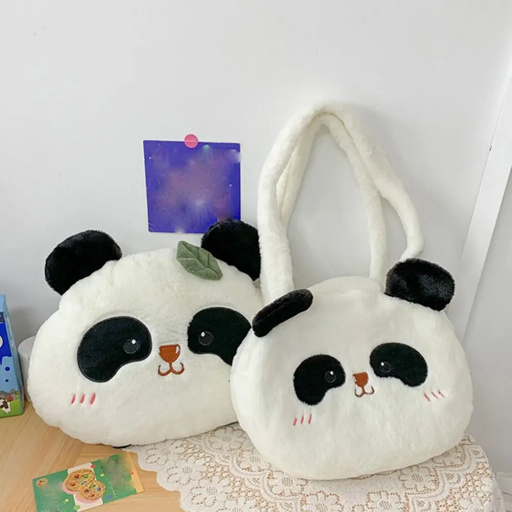 Plush Panda Backpack Korean Style Animal Students School Bag Crossbody Bag Large Capacity Cartoon Messaage Bag Shopping