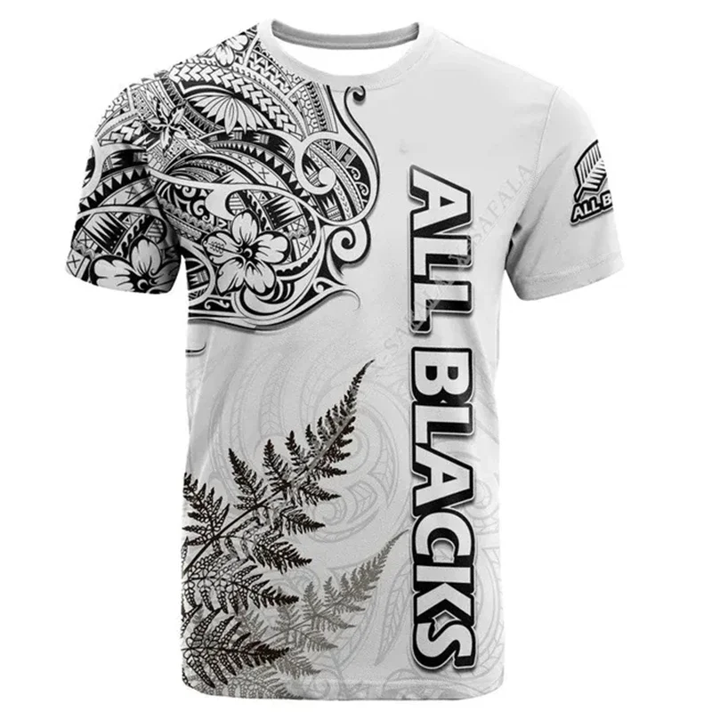أزياء الصيف نيوزيلندا الرجبي جميع الرياضة السوداء 3D المطبوعة الرجال قصيرة الأكمام تي شيرت فضفاض جولة الرقبة عارضة أعلى #6