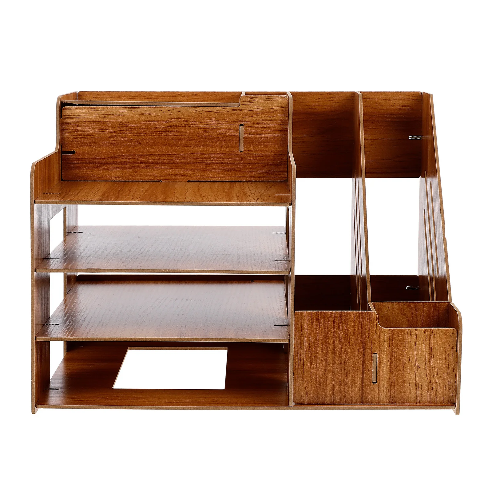 Wooden Desktop Rack Cherry Wood Stationery Desktop Organizing Holder Organizer Tabletop Shelf For Home Office Bedroom Dorm Use
