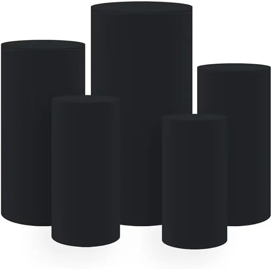 

5set/Unit Black Pedestal Display Stands Covers for Birthday Parties, Elastic Cloth Table Covers for Baby Shower Wedding Props