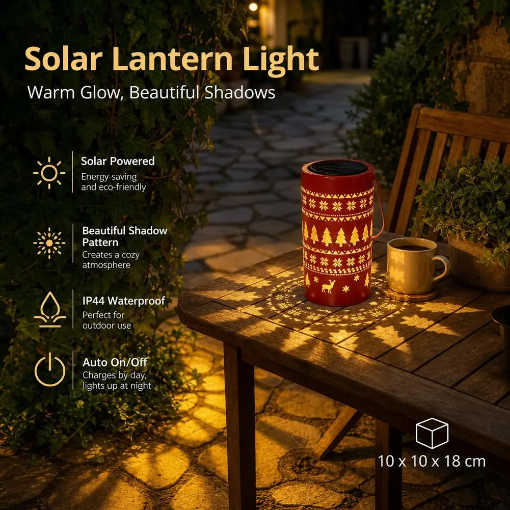 Christmas Wrought-Iron Lantern-Style Garden Path Light Solar-Powered Waterproof Decorative Lighting Party Decor and Holiday Gift