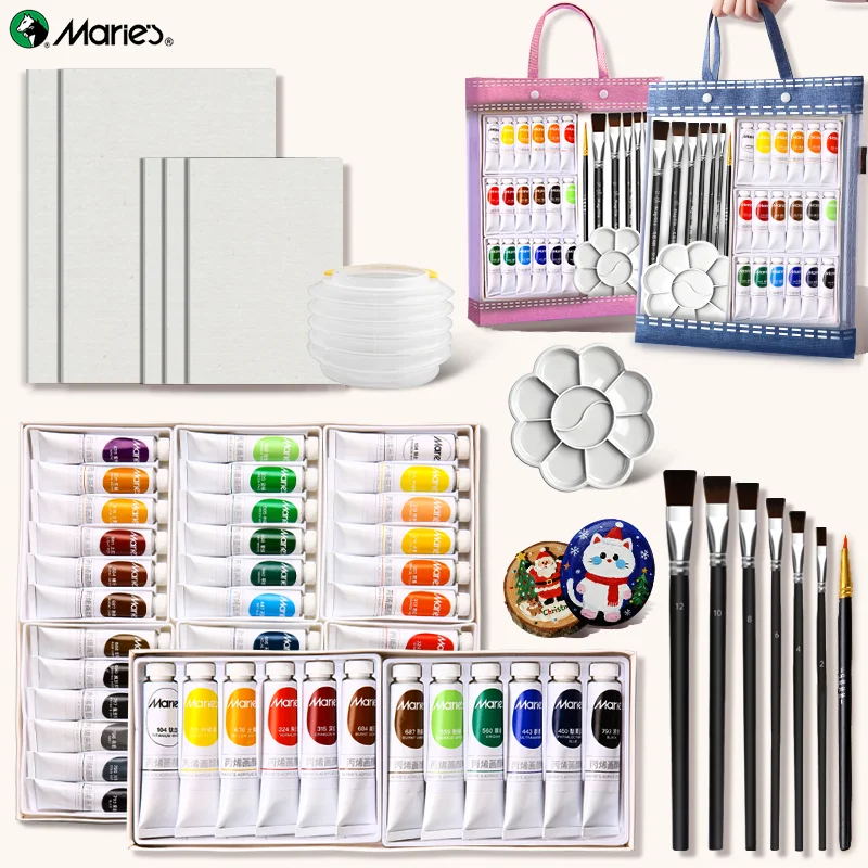 

Профессиональный набор акриловых красок Marie для детей, 12 мл/0,41 унции, 51/27 шт., высококачественный набор для поделок, дерева, яиц, взрослых, рождественский подарок