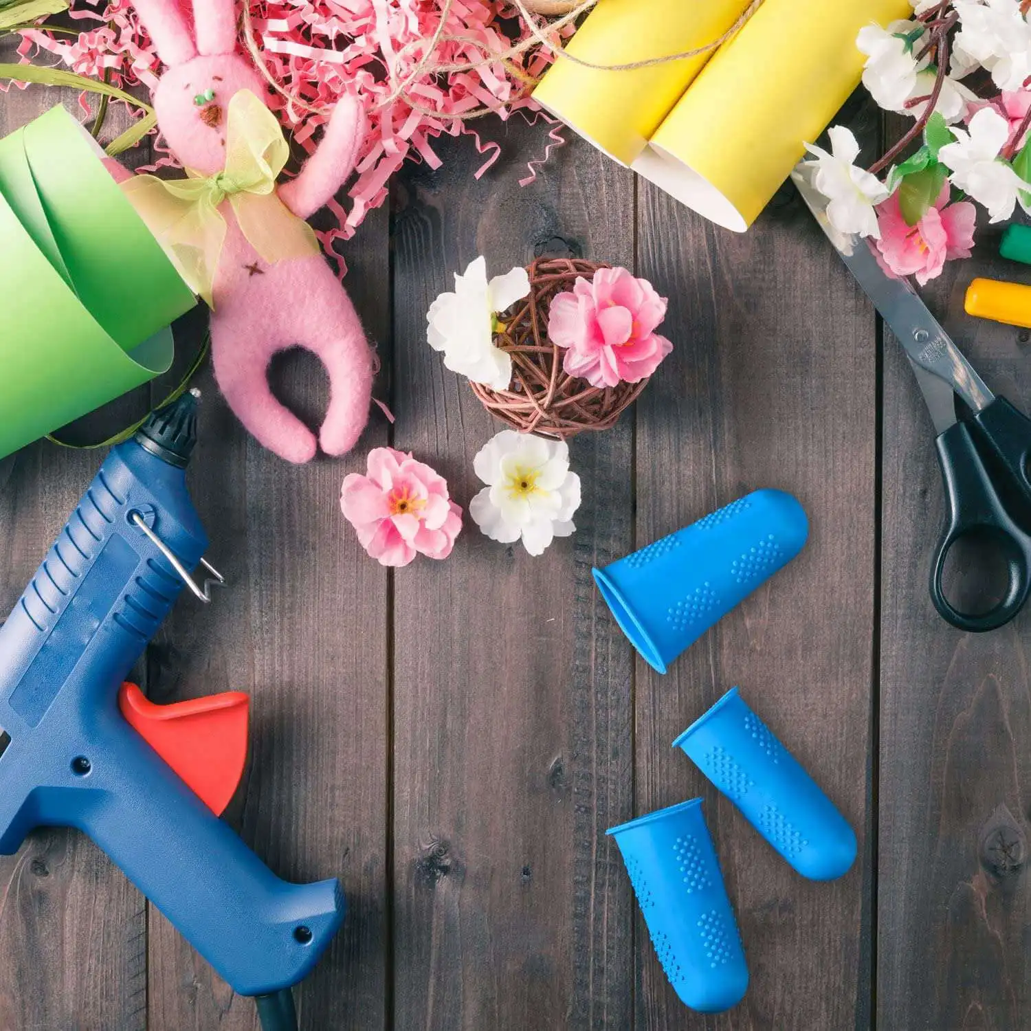 Tapas de dedo adhesivas de fusión en caliente, protectores de dedo de silicona para pegamento caliente, resina de colofonia, adhesivos de miel, 12 piezas
