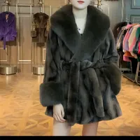 Luxury Vintage Faux Fur Coat Women Fur Collar Long Sleeve with Belt Oversized Fur Jacket Warm Thick Winter Cardigan Lady's Coats