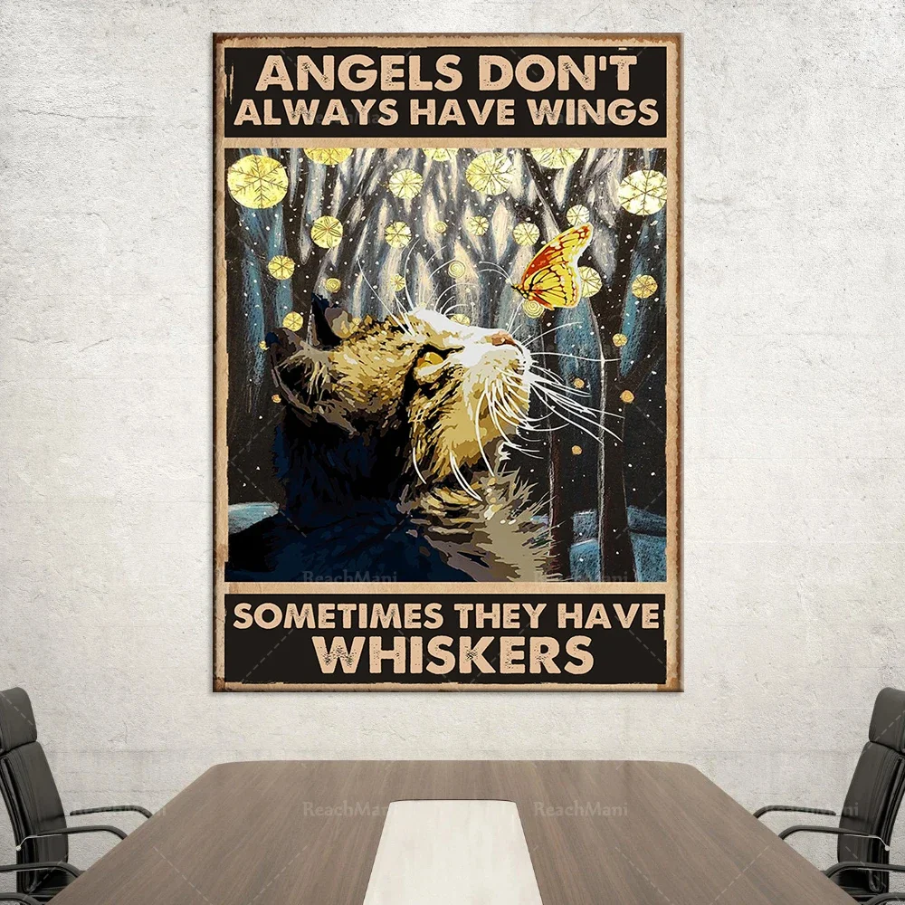 Cat lover angels don't always have wings, sometimes they have whiskers poster home decor poster