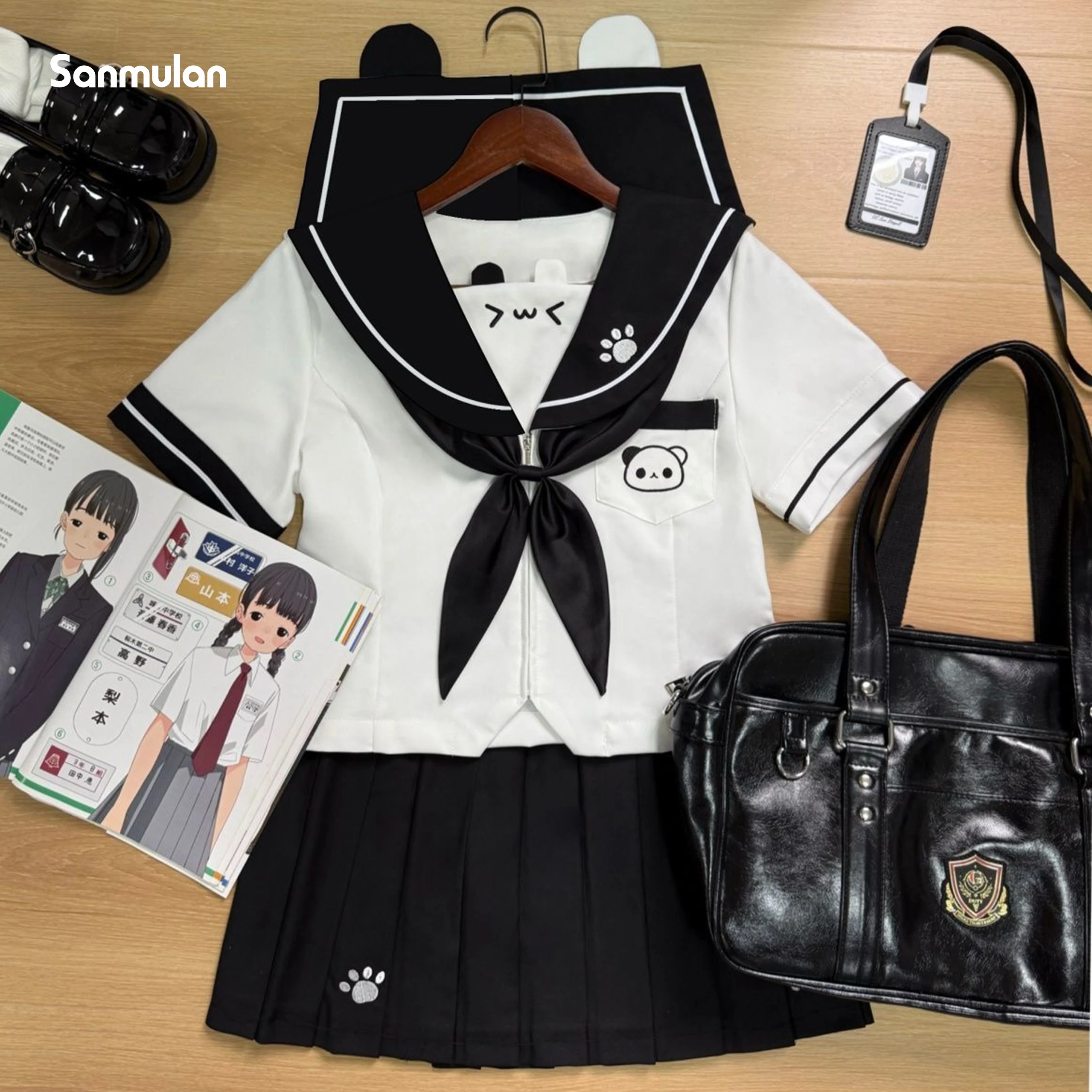 

Новый весенний комплект 2026: милый японский школьный костюм «Панда Сейлор» (JK) с коротким и длинным рукавом для ролевых игр