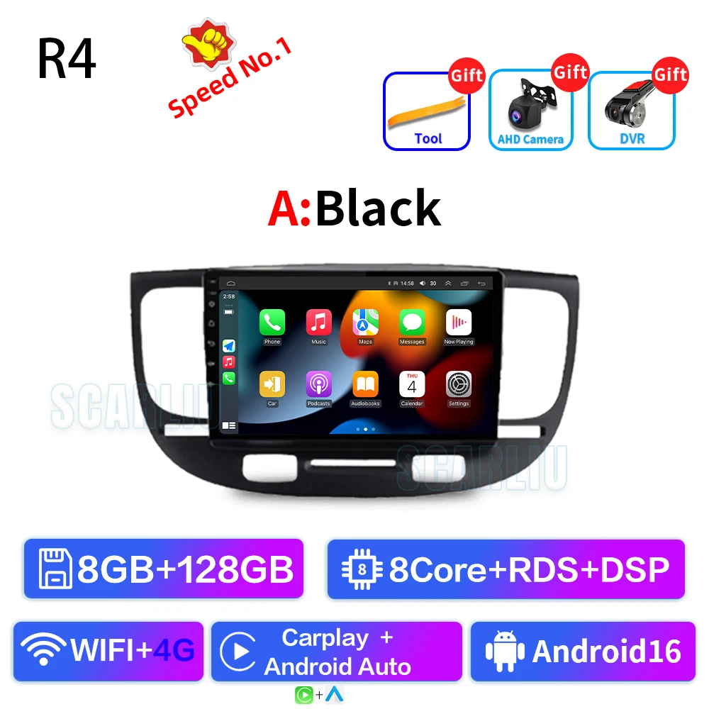 Autoradio Voor Kia RiO 2 RIO2 2005-2011 Draadloze CarPlay Android Auto Multimedia Speler Touchscreen GPS navigatie Geen 2din DVD - afbeelding 1