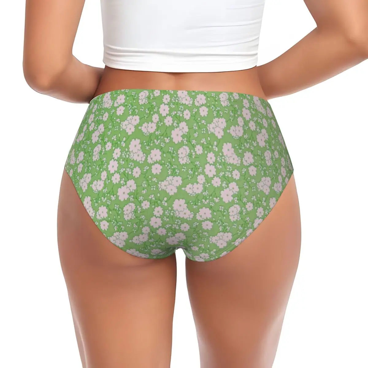 Custom Women's Y2k Style Pattern With Flower Brief Panties Female Stretch Underwear Underpants