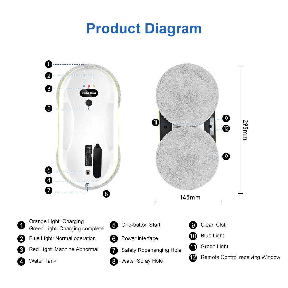 PuPuiKai Home windows automatic water spray cleaning robot vacuum cleaner remote control electric window wiper glass