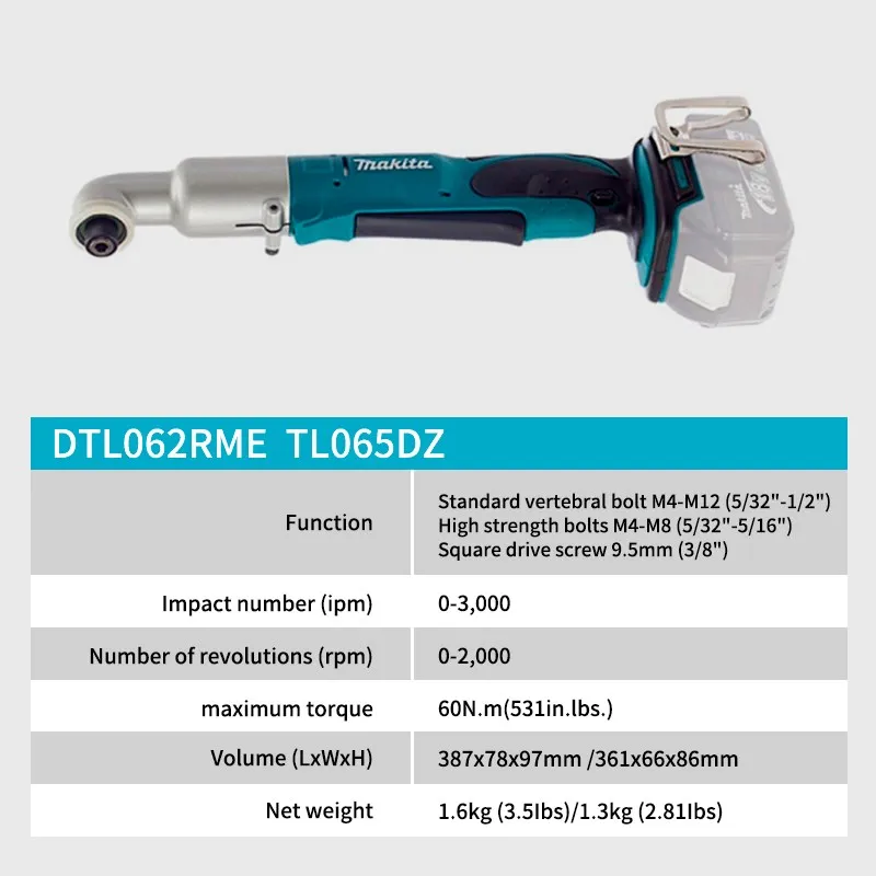 MAKITA Cordless Angle Impact Wrench TL065DZ Brushless Electric Wrench 12V Impact Driver Battery Not Include