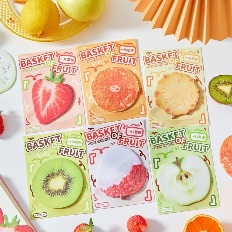 Bulk 30 Cute Food Themed Mini Sticky Notes, DIY Self-Adhesive Memo Pads with Simulated Fruit Vegetable Prints