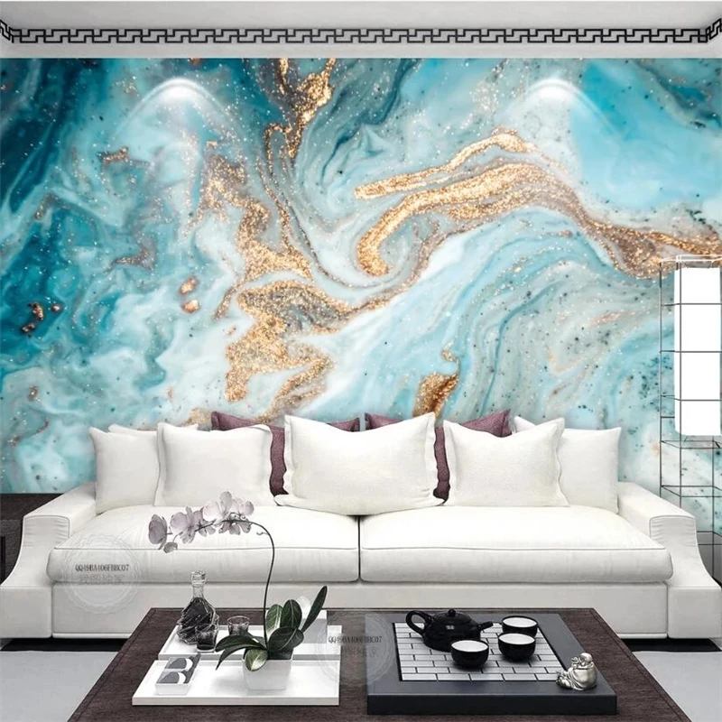 Customized wallpaper 3D ink landscape abstract Chinese atmosphere golden Living room sofa TV background wall Marble Art bedroom