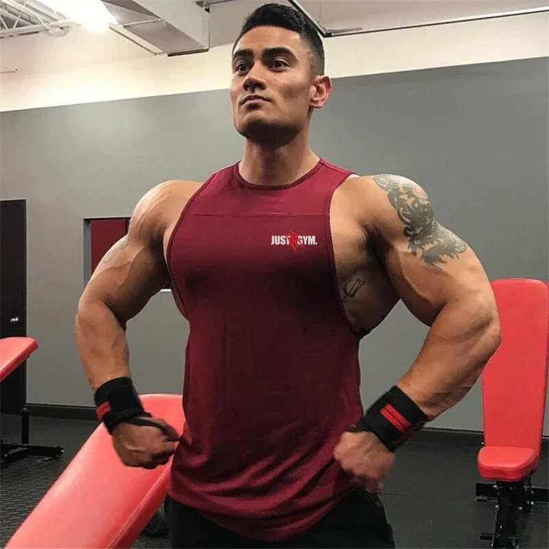 Gym Bodybuilding Casual Stitching Vests Summer Workout Breathable Cotton T-shirts Mens Loose Fitness Muscle Sleeveless Clothing