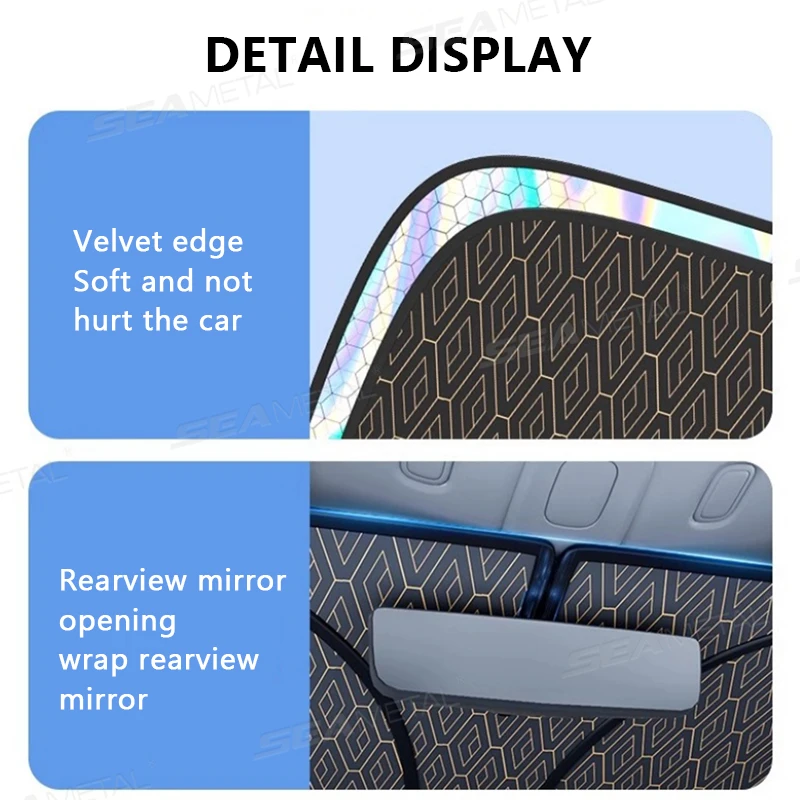 SEAMETAL Foldable Windshield Sunshade Thick 5-Layer Windscreen Sun Protection Cover Privacy Curtain Universal for Sedan Suv Mpv - view 6