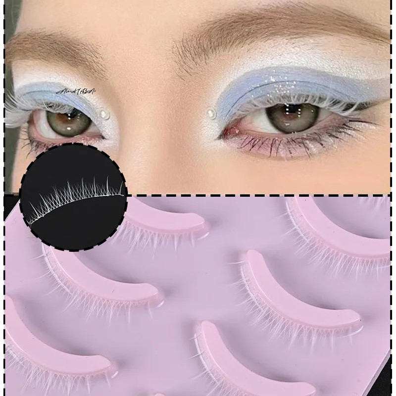 Neutral White Eyelashes Short Devil One-piece Simulation Comic New Hand Soft Stem Japanese False Eyelashes