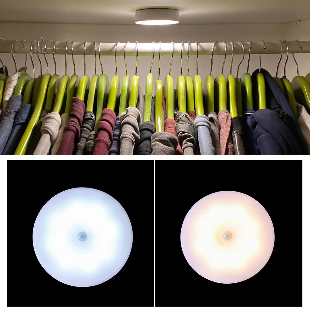 for Bedroom Kitchen Cabinet LED Wireless Night Light Human Body Induction Lights Motion Sensor Lamp USB Rechargeable