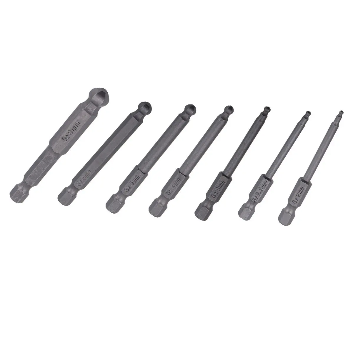7Pcs Premium Ball Screwdriver Bits Set Magnetic Alloy Steel Ball End Hexagon Head Bits Compatible with Electric Screwdrivers