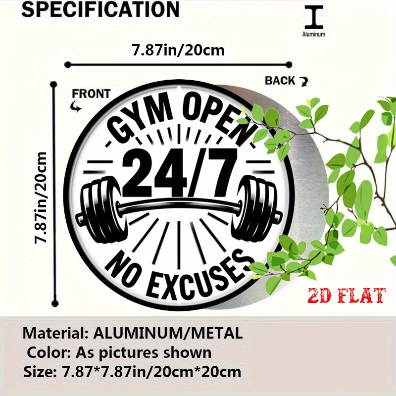 1 قطعة 24 "علامة مستديرة من القصدير المعدني من الألومنيوم-صالة الألعاب الرياضية المفتوحة و24 بدون أعذار تحفيزية للياقة البدنية جدار الفن ، ريفي حديث داخلي/خارجي ديسمبر #2