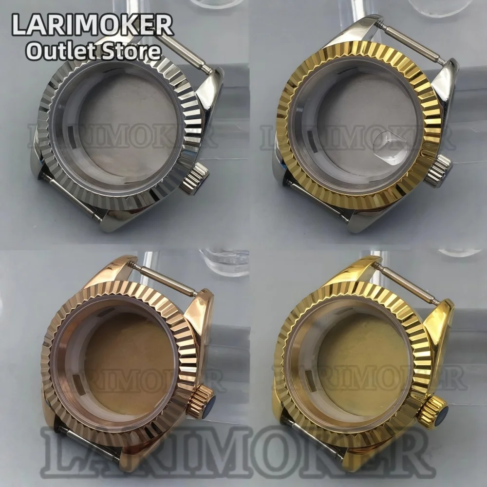 

LARIMOKER 28mm Women's Watch Case Stainless Steel Grooved Bezel Sapphire Crystal Compatible with NH05 NH06 Movements