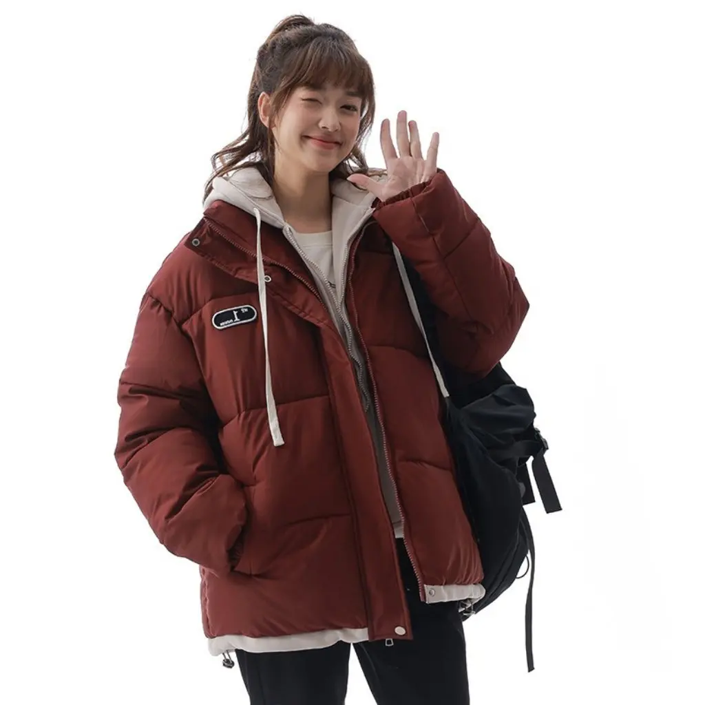 WASSUP Cappotto imbottito in cotone finto in due pezzi per uomo e donna Allentato Casual Addensato Caldo Autunno Inverno Trendy Streetwear