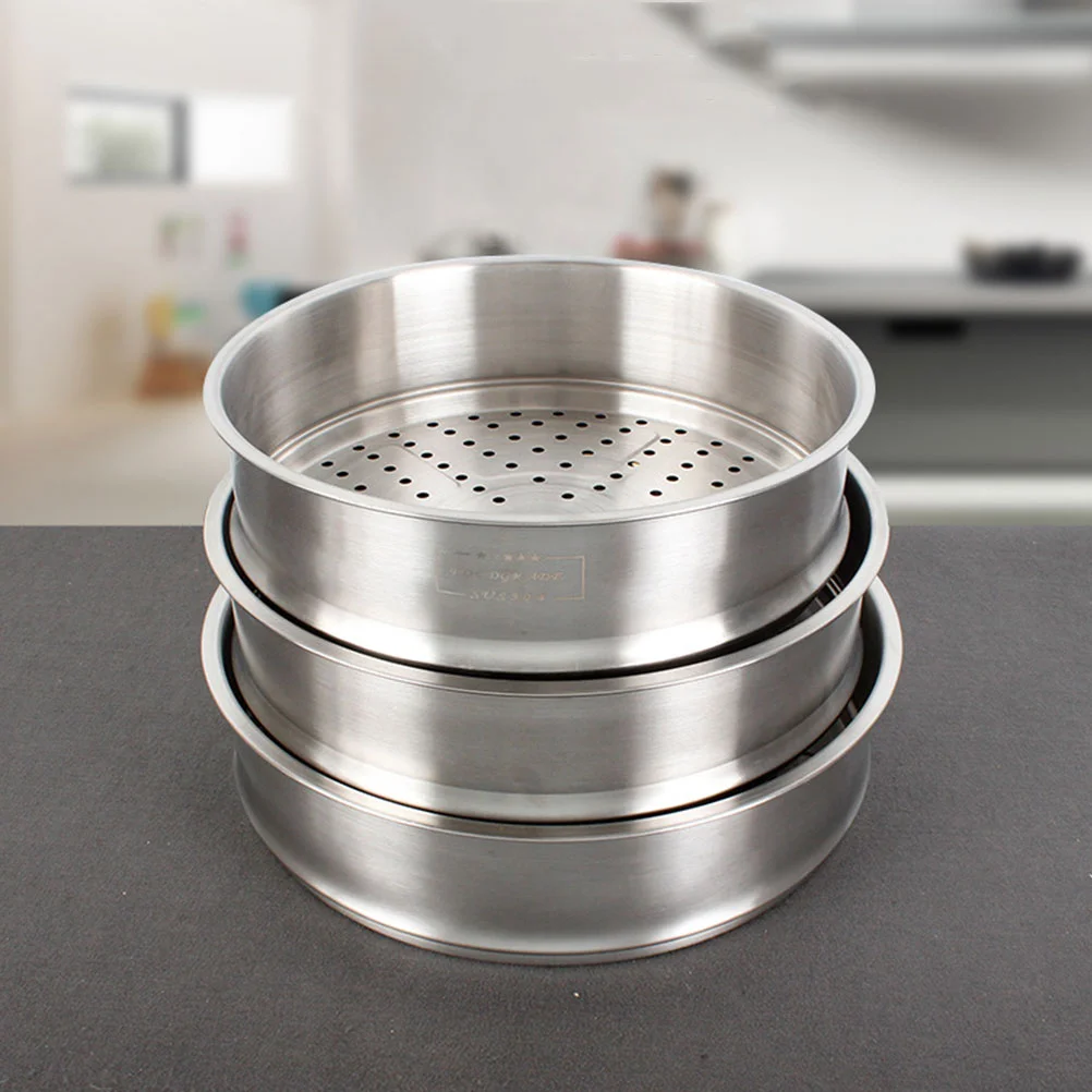 Stainless Steel Steamer Juicer Pan with Lid Multi-Function Grid Kitchen Cooking Accessory Buns Rack