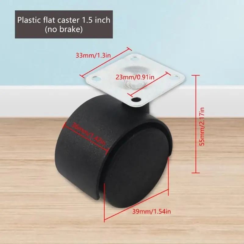 77JA 4pcs Ruedas montaje universal 360 grados para pisos madera dura y baldosas