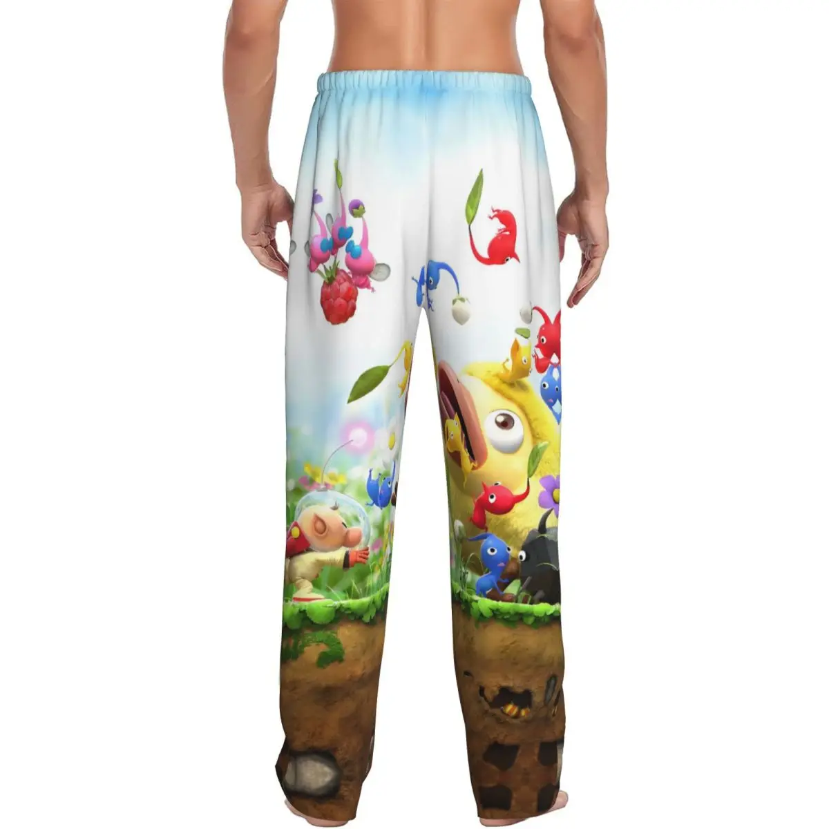 مخصص مطبوعة P-Pikmins بيجامة السراويل الرجال لطيف أنيمي النوم ملابس خاصة قيعان مع جيوب