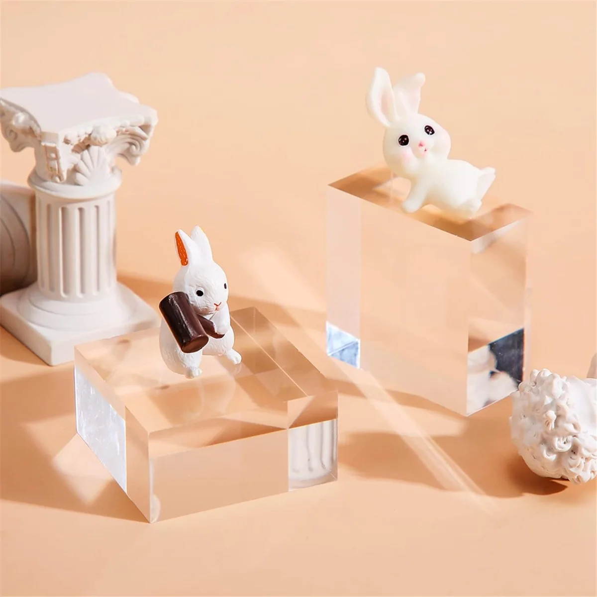 Acrylic Blocks Clear Acrylic Blocks Square Display Block Clear Polished Cube Jewelry Display Stand Ring Showcase Holder Base 16p
