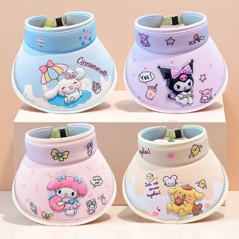 

Kuromi Sunscreen Hat Cinnamoroll Melody Pom Pom Purin Sunshade Caps Summer Girls Outdoor Sun Protection Hats Cartoon Anime Gifts