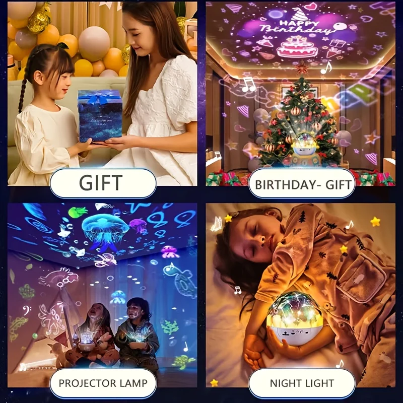 LED Galaxy Night Light Projector 360° Rotation 15 Projection Patterns USB Portable Star Lights Cute Unicorn for Birthday Gifts