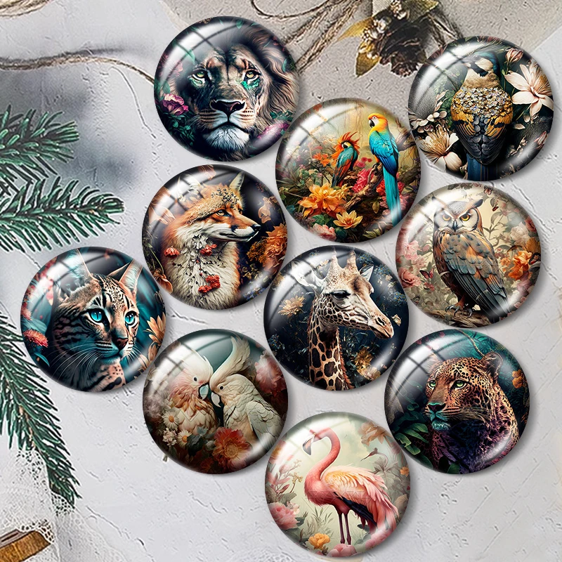 

Flower Animal Lion Cat 12/18/20/25mm glass cabochon bracelet pendant rings for jewelry demo earrings back Making findings