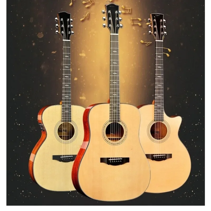 Spruce Veneer Guitar, Upgraded Folk Guitar, 41 in Log Color