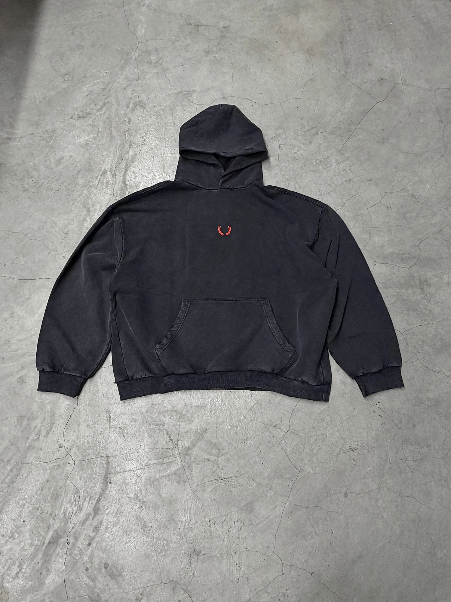 

LAUREL CLASSIC Men's Loose Fit Long Sve Hoodie Embroidered Wheat Spike Waed out Jaet Comfortable Warm Sportswear