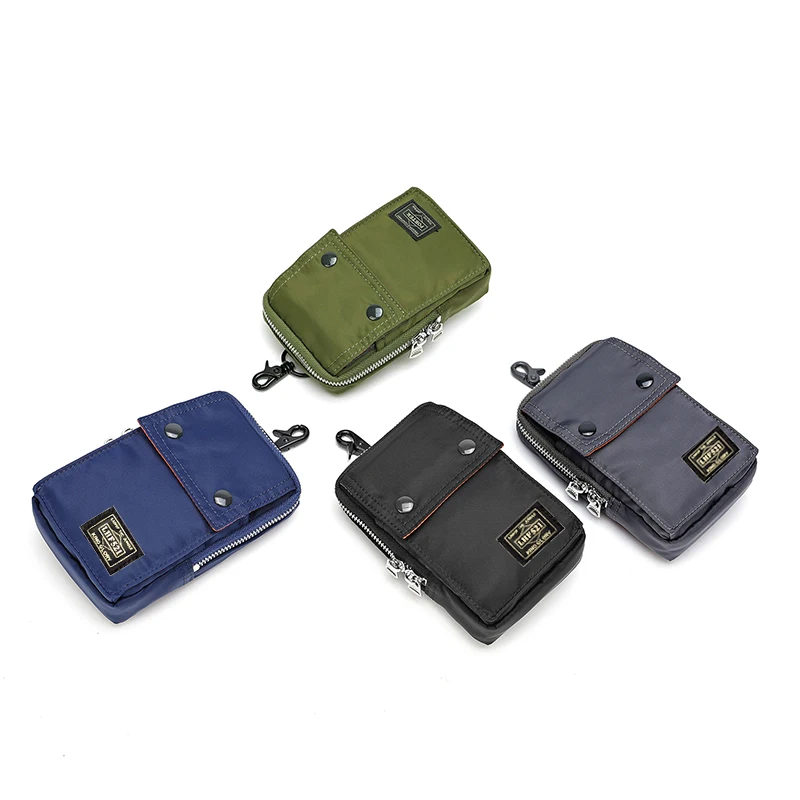 Men Nylon Car Key Phone Wallets Casual Passport Wallet Unisex Waist Hanging Bag Fashion Small Flip Zipper Coin Purse