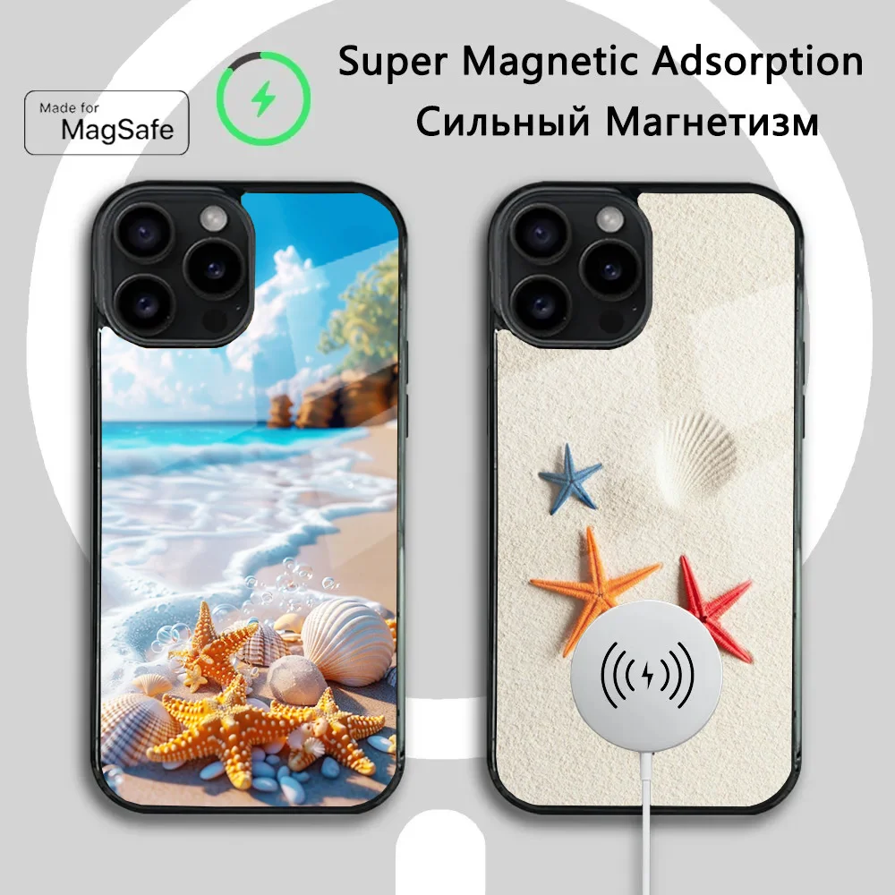 Sea Starfish Ocean Phone Case For iPhone 16 15 14 13 12 11 Plus,Pro,Max Mini Magsafe Magnetic Wireless Charging