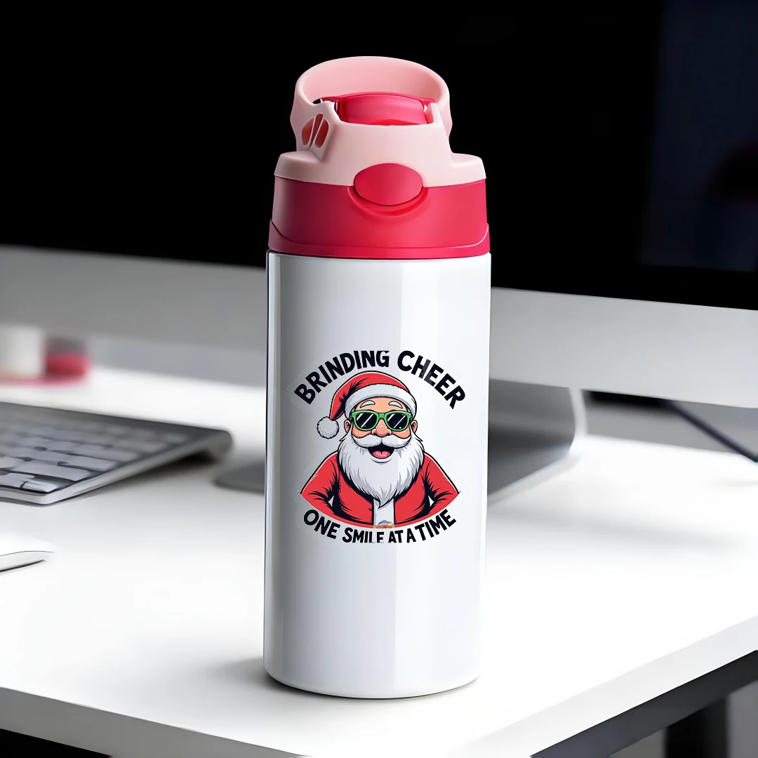 

304 stainless steel thermal cup cartoon Santa Claus straw cup childrens water cup holiday gift set Musthave New Christmas It