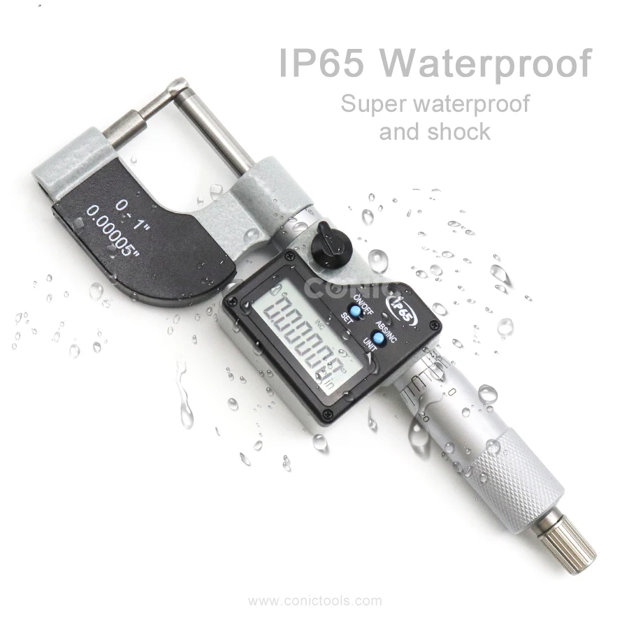 IP65 Waterproof 0-25mm/0-1 Inch Carbide Tip Electronic Digital Tube Micrometer for Measuring The Wall Thickness of Various Tubes