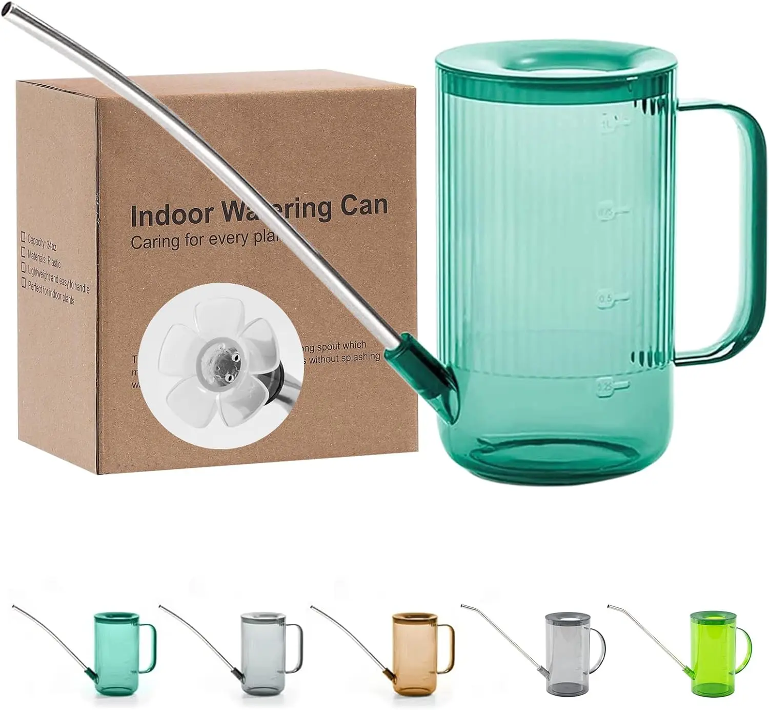 

Лейка с длинным носиком для комнатных растений, цветов, суккулентов, 1 л, зеленая - удобная конструкция для легкого полива