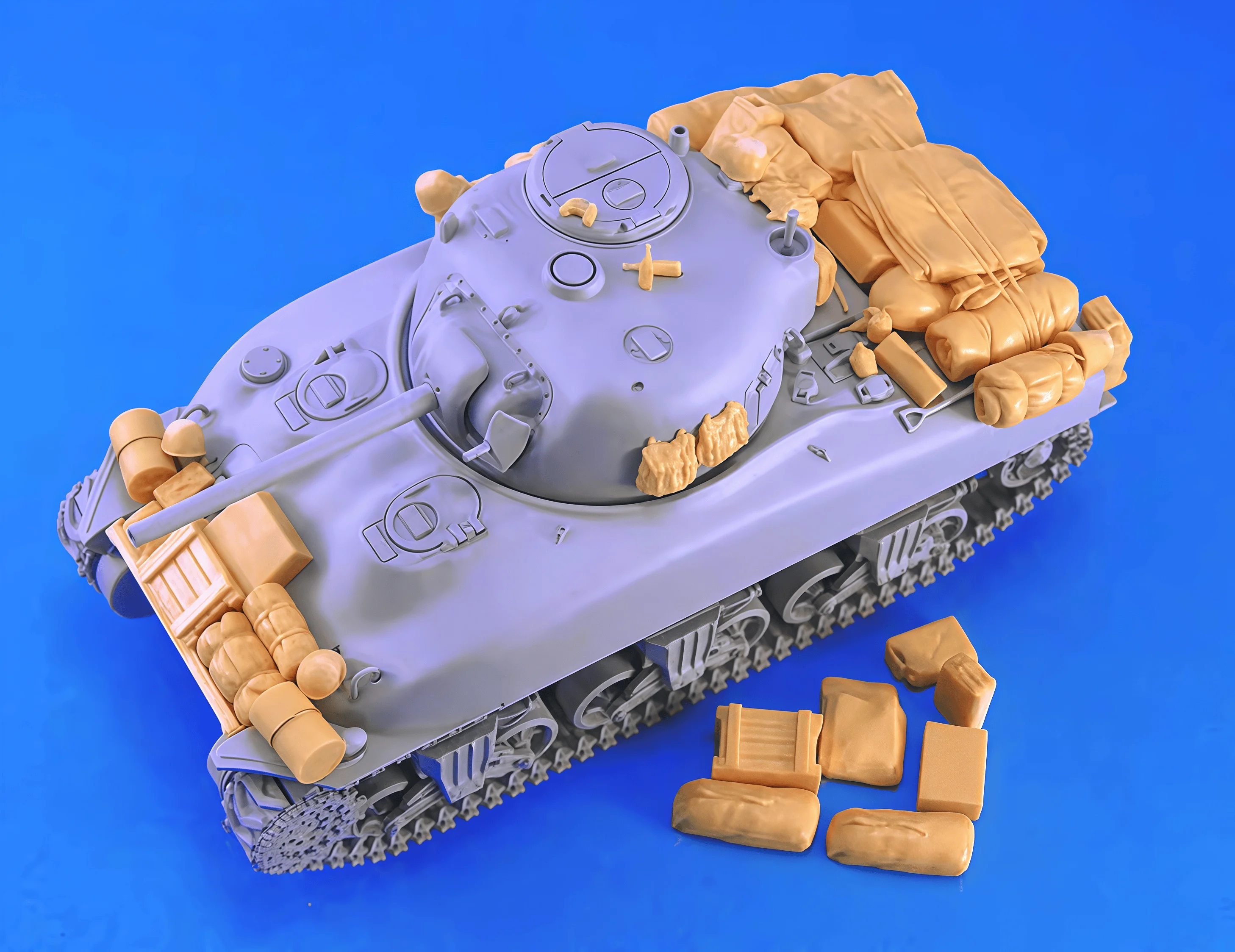 

1/35 Cast Resin Model Assembly Kit, GK, M4A1 Sherman Medium Tank Stockpile, Unpainted