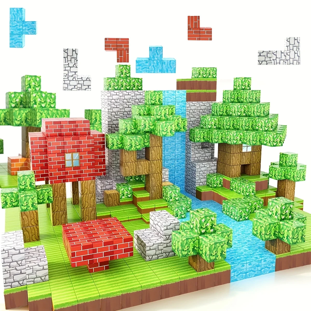 Zufällige magnetische Bausteine Mine World Building Spielzeug Magnet Cube Set für Junge Mädchen Kind DIY Modell Kinder STEM Sensorisches Spielzeug