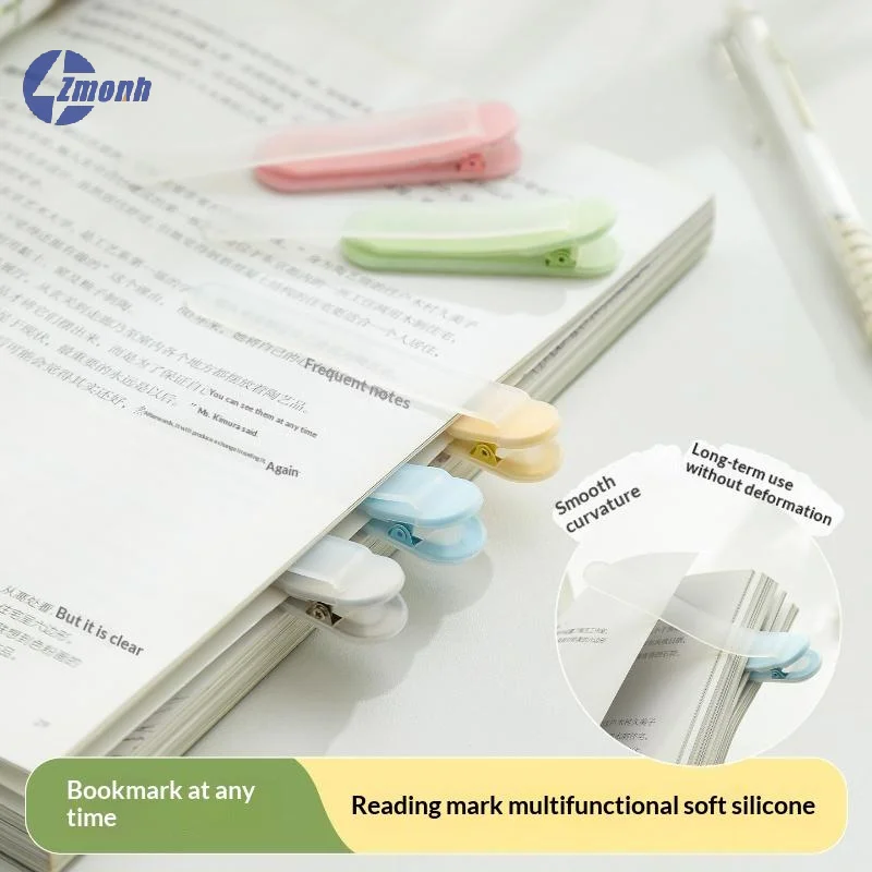 New！Transparent Automatic Page Following Bookmark Clip Reusable Soft Touch Portable Reading Marker