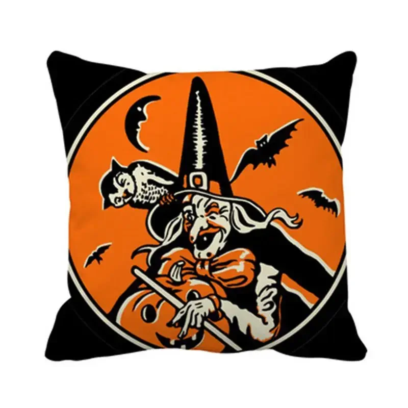 45x45cm Halloween Cartoon Pumpkin Horror Bat Ghost Pillowcase Home Halloween Decoration Cozy Sofa Cushion Cover Pillows Case