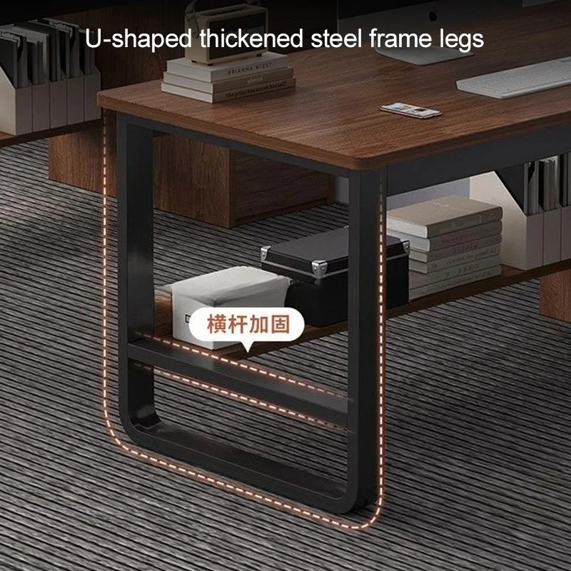 3-Drawer Computer Desk with Storage Shelf Modern Office Working Desk Minimalist Home Gaming Writing PC Table for Bedroom Study