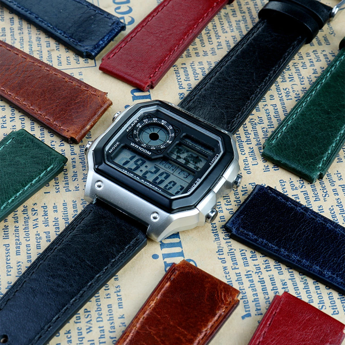 

Genuine Leather Strap For Casioak AE-1200/AE1300/A159 A158 A168 / AQ-150W AE1200 Men Retro Bracelet Watch Band 18mm