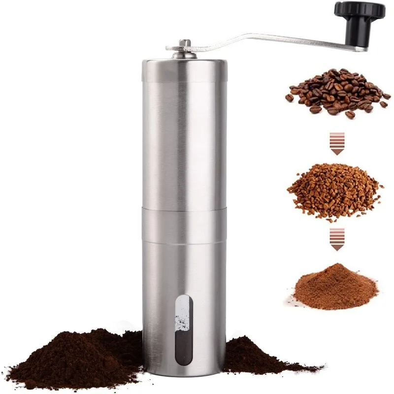

Manual Coffee Bean Grinder Stainless Steel Hand Mill Ceramic Burr for Aeropress,Drip Coffee,Espresso, French Press, Turkish Brew