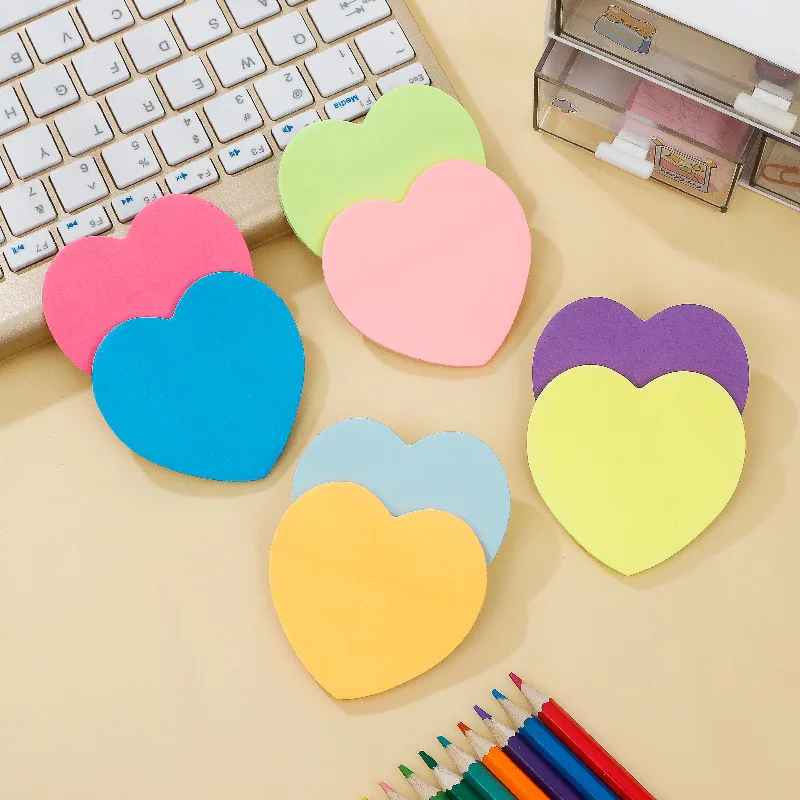 8Pcs Love Sticky Notes Colored Stickers for Elementary Students, Memo Pad, Reusable Colorful Adhesive Stickers