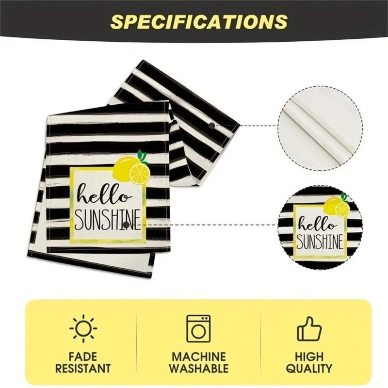 Striped Lemon Cloth Table Runner Create Festival DIY Table Decors Table Cloth for Dressers Scarf, Coffee Table