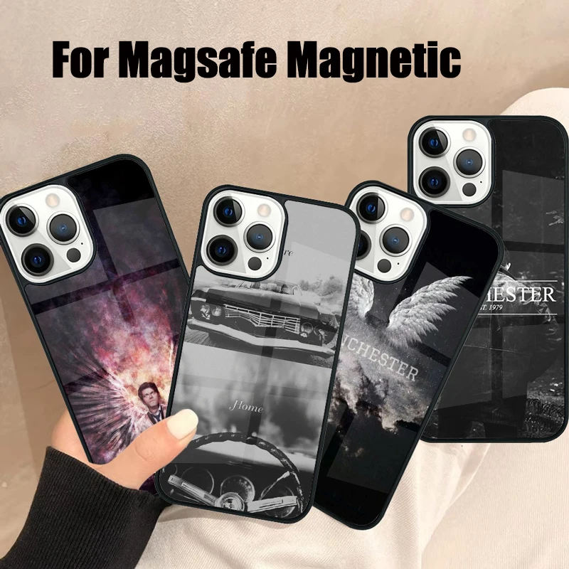 Castiel WINCHESTER Supernatural Magsafe Phone Case For iPhone 16 15 14 13 12 11 Pro Max Plus Mini Mirror Wireless Magnetic Cover